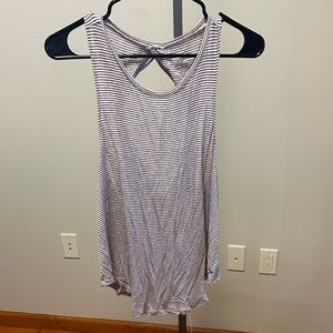 Chic Striped Tank Top in Maroon and White